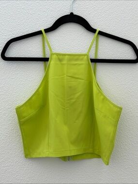 Neon Lime Halter Crop Top with Slim Straps